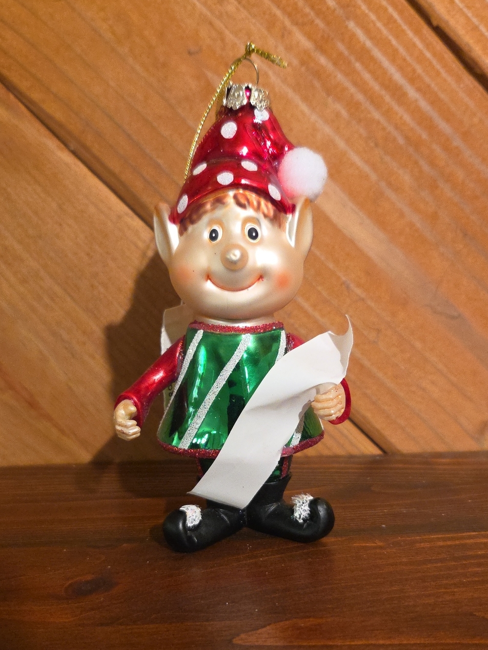 Holiday Elf Ornament in Red & Green - Brand: